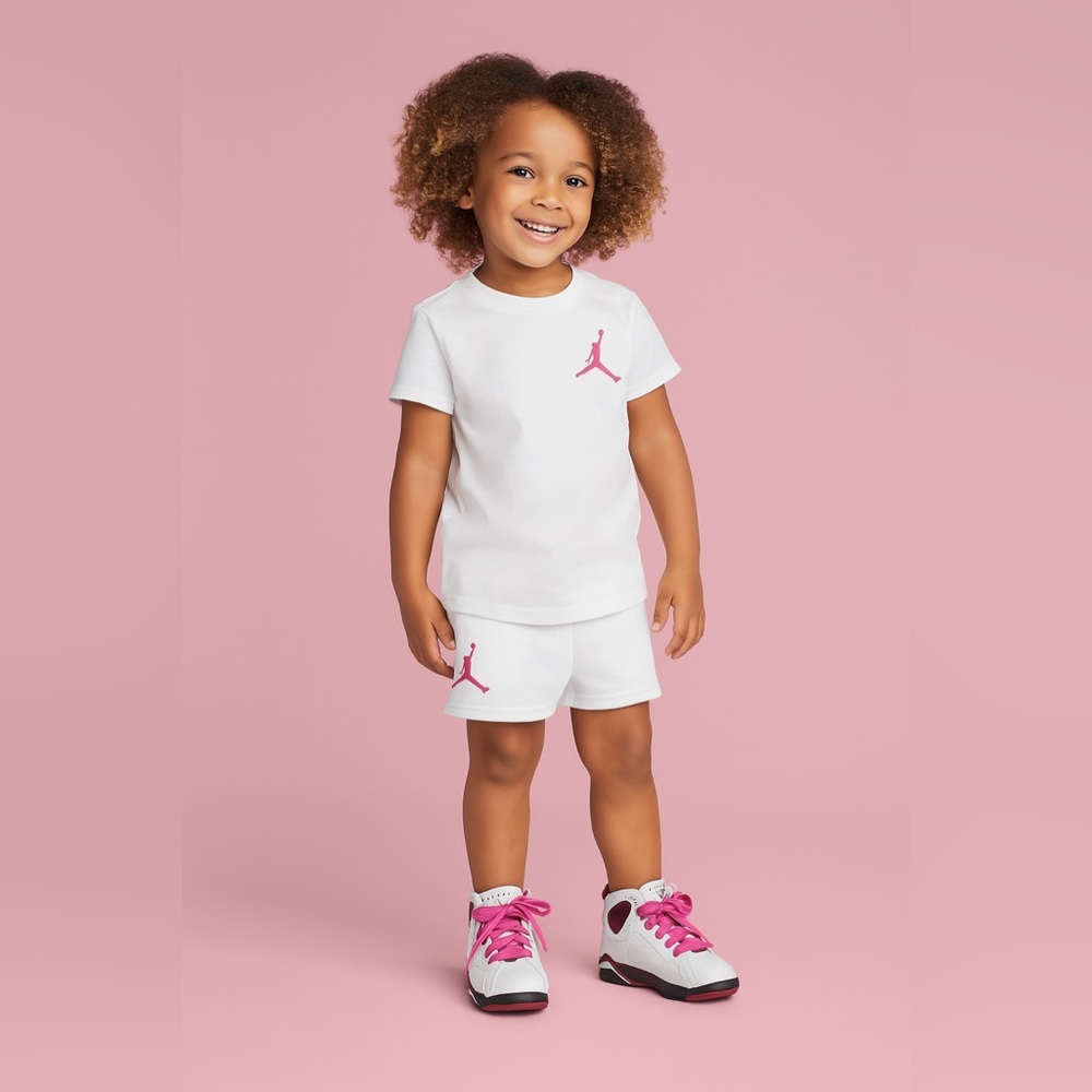 Air Jordan 7 White and Pink High-Top Girls Sneakers